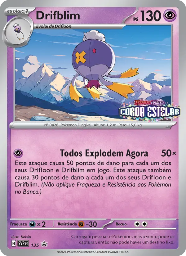 Carta Drifblim, número 135/225 da coleção SVP Black Star Promos