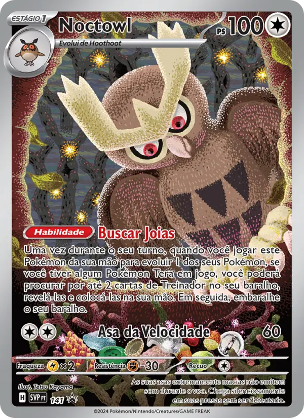 Carta Noctowl, número 141/225 da coleção SVP Black Star Promos