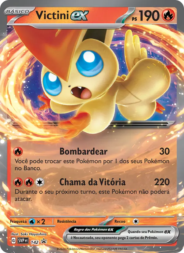 Carta Victini ex, número 142/225 da coleção SVP Black Star Promos