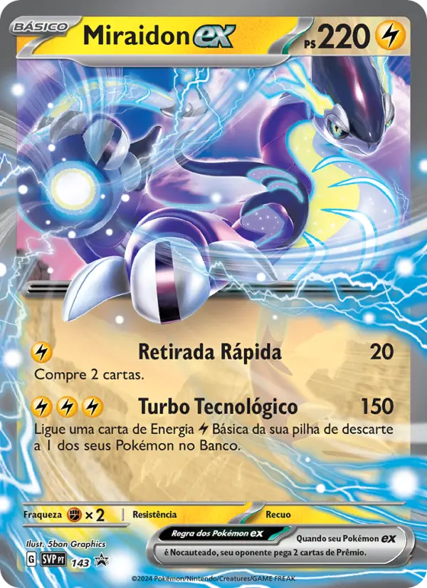 Carta Miraidon ex, número 143/225 da coleção SVP Black Star Promos