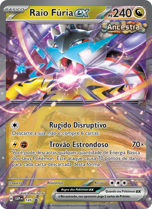 Carta Raio Fúria ex, número 145/225 da coleção SVP Black Star Promos