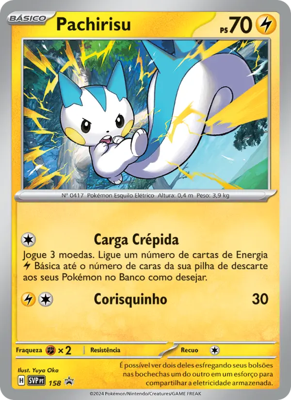 Carta Pachirisu, número 158/225 da coleção SVP Black Star Promos