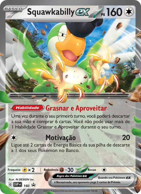 Carta Squawkabilly ex, número 160/225 da coleção SVP Black Star Promos