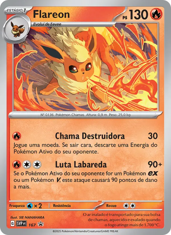 Carta Flareon, número 167/225 da coleção SVP Black Star Promos