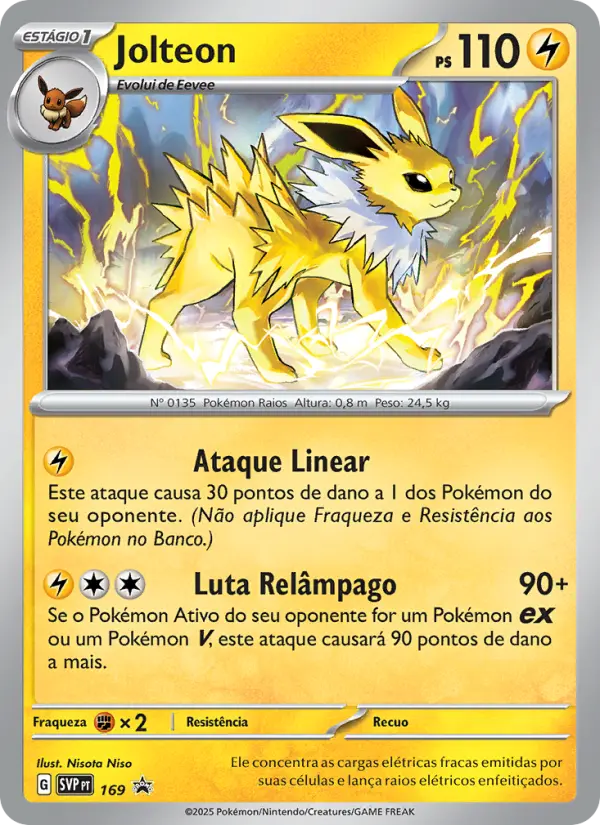 Carta Jolteon, número 169/225 da coleção SVP Black Star Promos