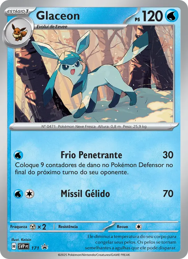 Carta Glaceon, número 171/225 da coleção SVP Black Star Promos