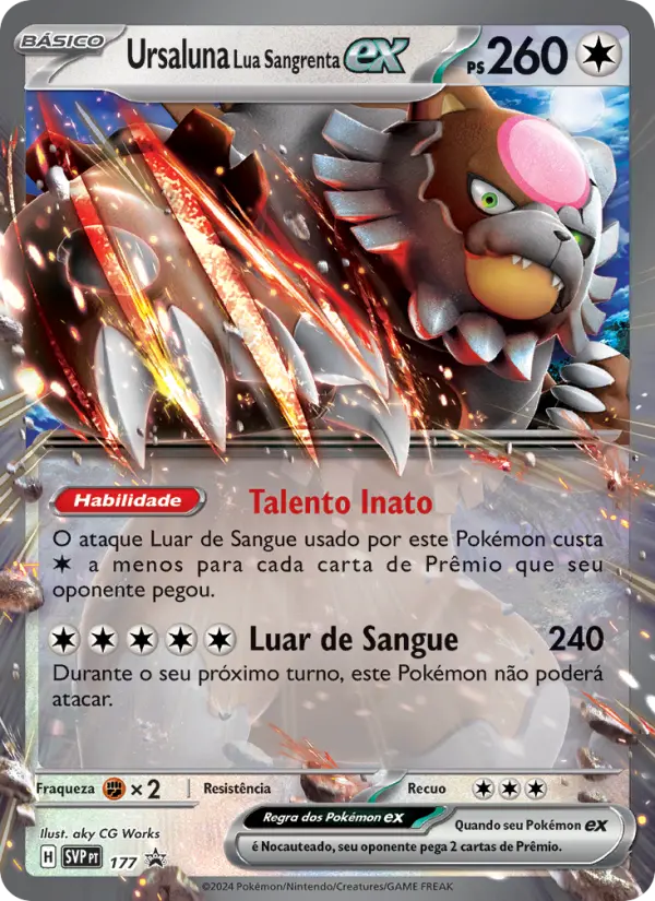 Carta Ursaluna Lua Sangrenta ex, número 177/225 da coleção SVP Black Star Promos
