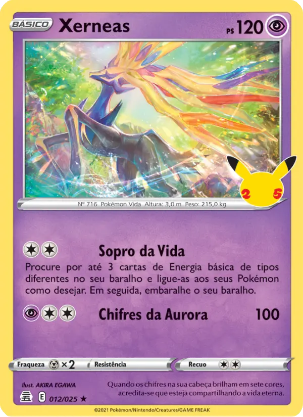 Carta Xerneas, número 12/25 da coleção Celebrações