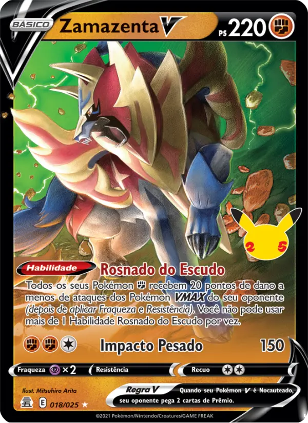Carta Zamazenta V, número 18/25 da coleção Celebrações
