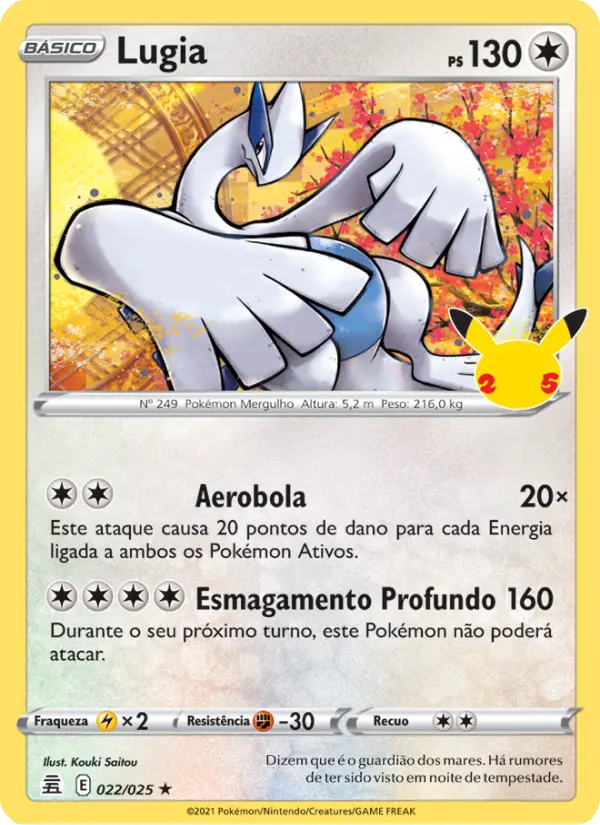 Carta Lugia, número 22/25 da coleção Celebrações