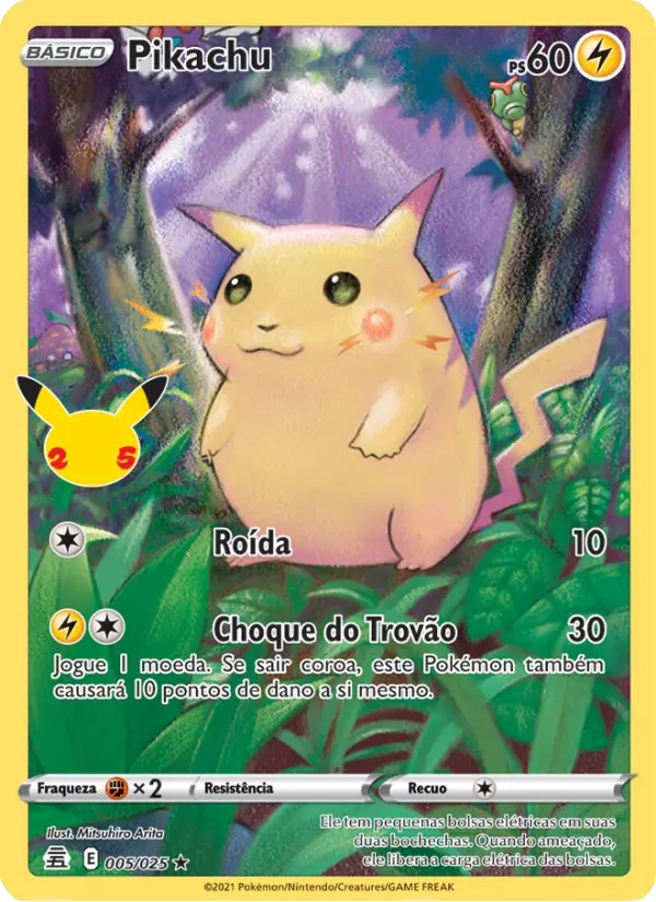 Carta Pikachu, número 5/25 da coleção Celebrações