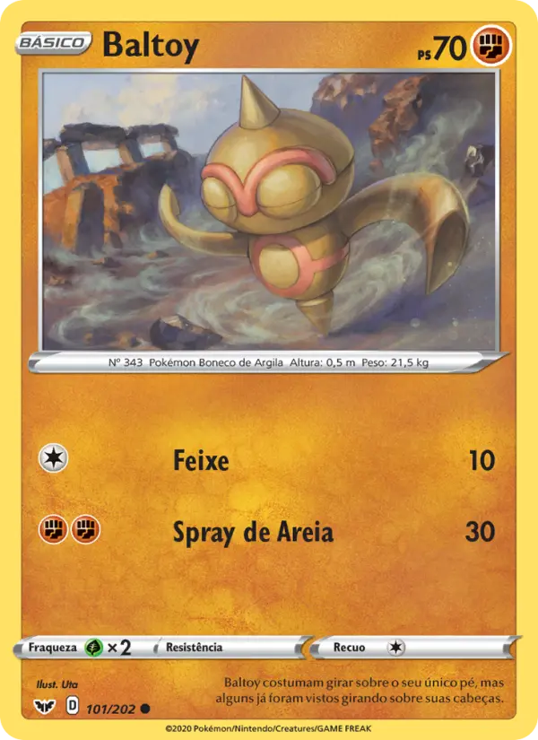 Carta Baltoy, número 101/202 da coleção Espada e Escudo