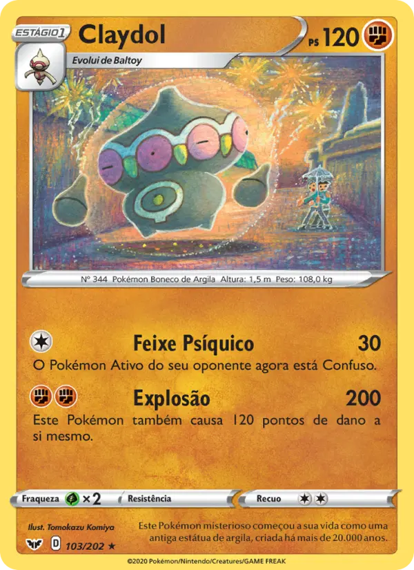 Carta Claydol, número 103/202 da coleção Espada e Escudo