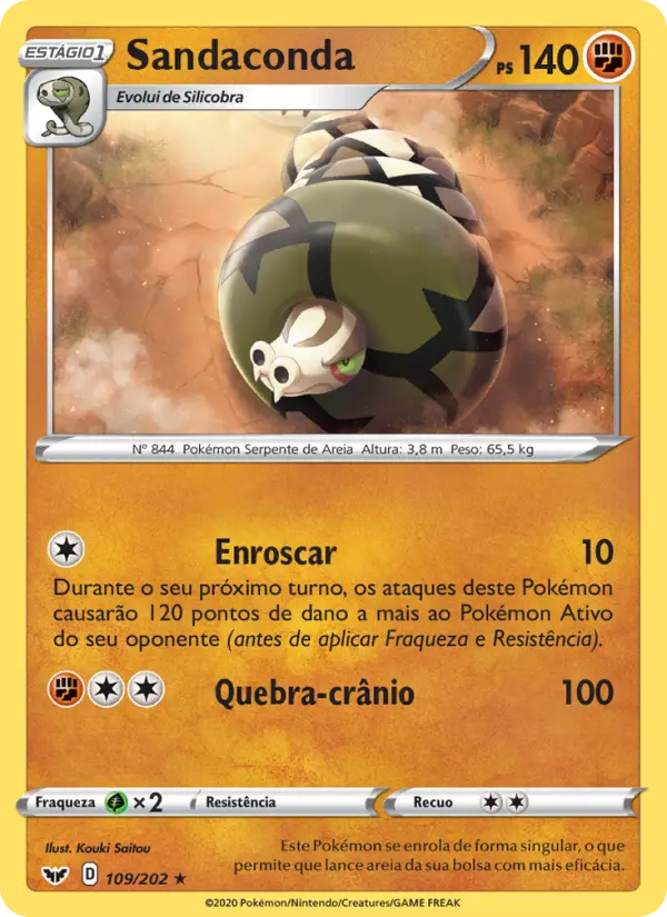 Carta Sandaconda, número 109/202 da coleção Espada e Escudo