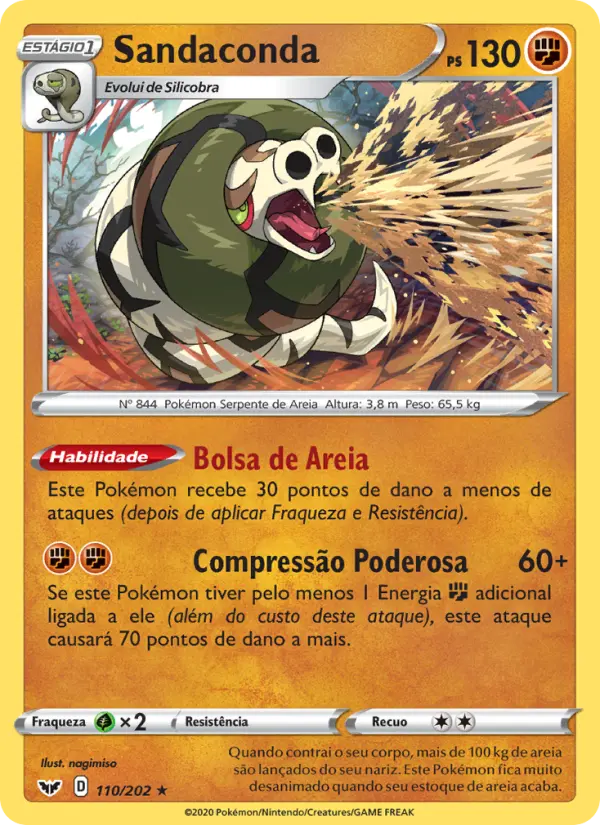 Carta Sandaconda, número 110/202 da coleção Espada e Escudo