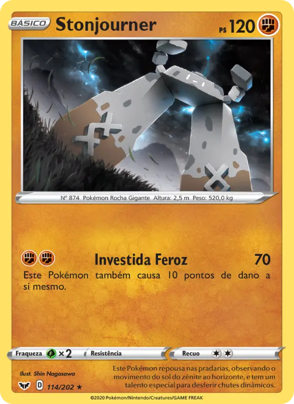 Carta Stonjourner, número 114/202 da coleção Espada e Escudo