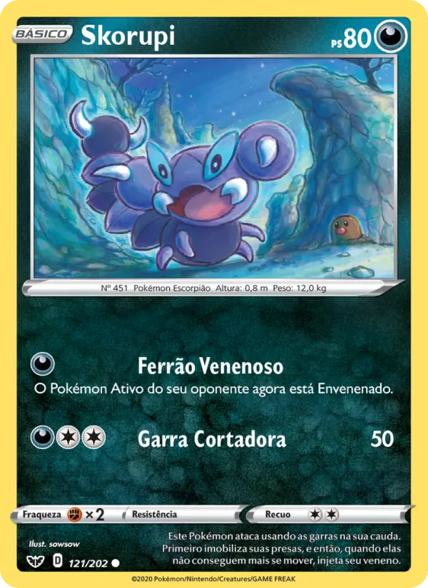 Carta Skorupi, número 121/202 da coleção Espada e Escudo