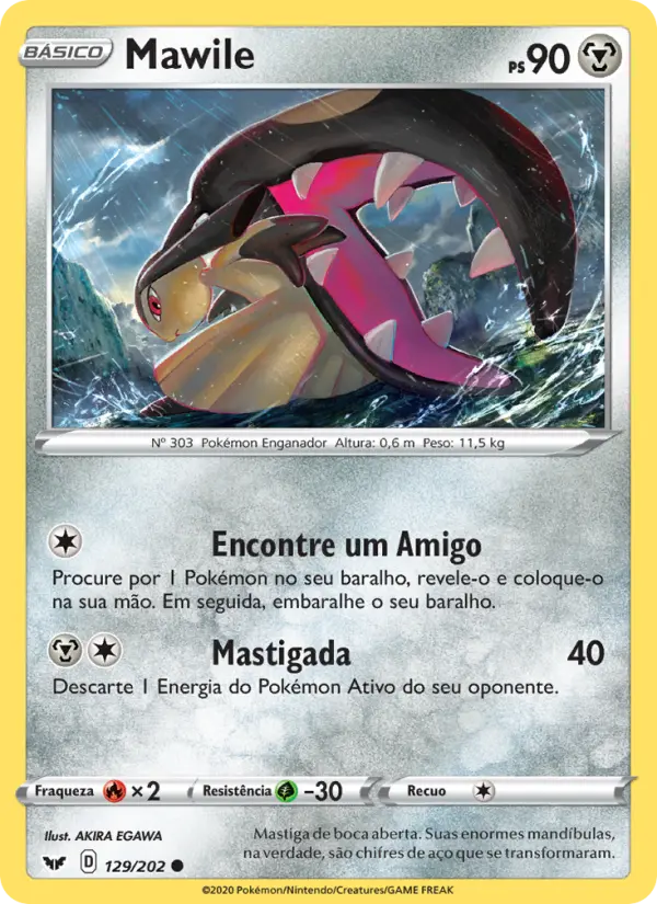 Carta Mawile, número 129/202 da coleção Espada e Escudo