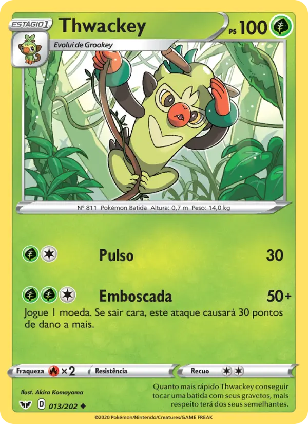 Carta Thwackey, número 13/202 da coleção Espada e Escudo