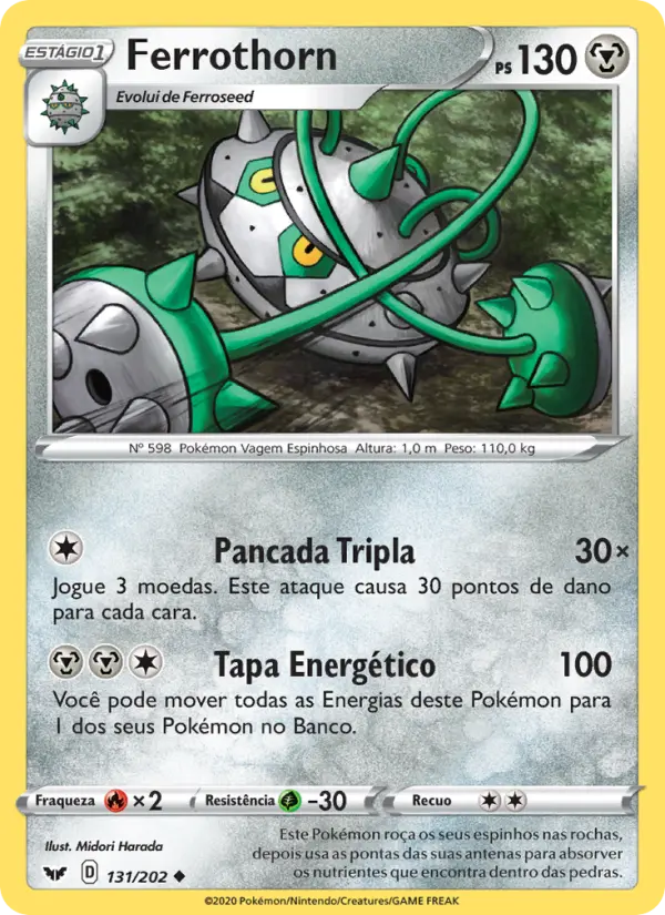 Carta Ferrothorn, número 131/202 da coleção Espada e Escudo