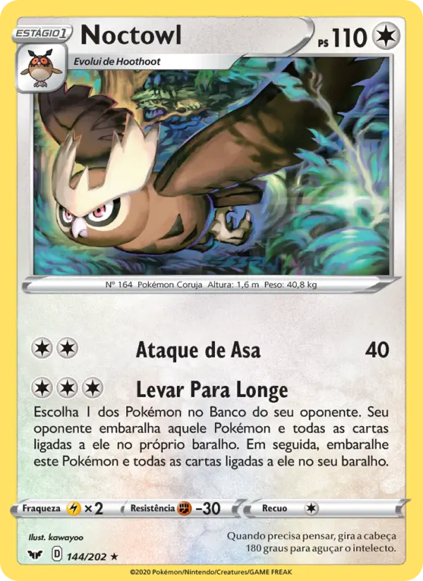 Carta Noctowl, número 144/202 da coleção Espada e Escudo