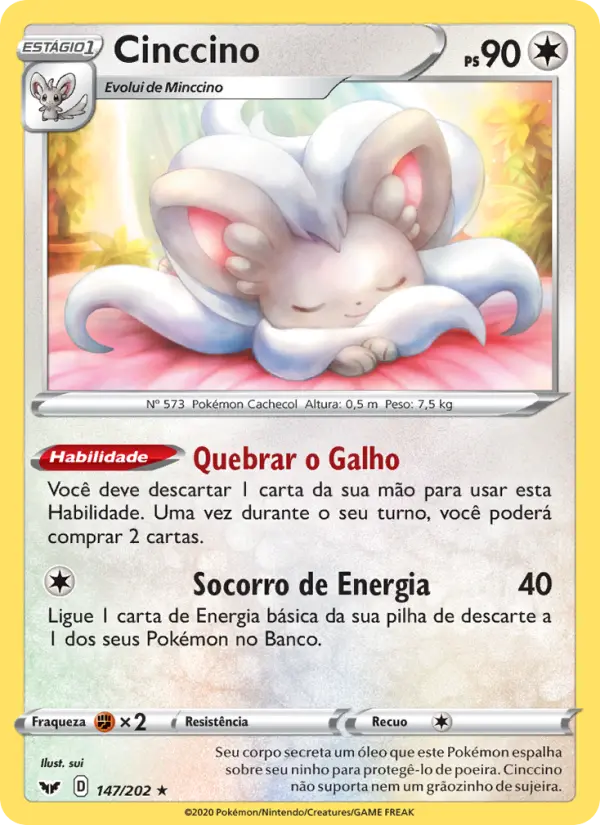 Carta Cinccino, número 147/202 da coleção Espada e Escudo