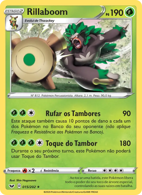 Carta Rillaboom, número 15/202 da coleção Espada e Escudo