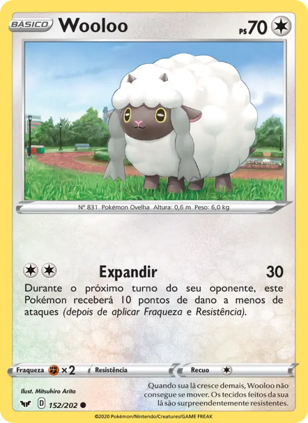 Carta Wooloo, número 152/202 da coleção Espada e Escudo
