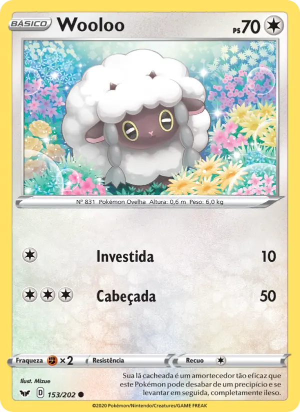 Carta Wooloo, número 153/202 da coleção Espada e Escudo