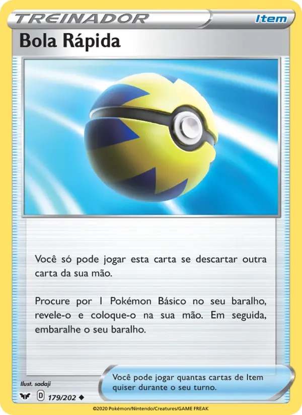 Carta Bola Rápida, número 179/202 da coleção Espada e Escudo
