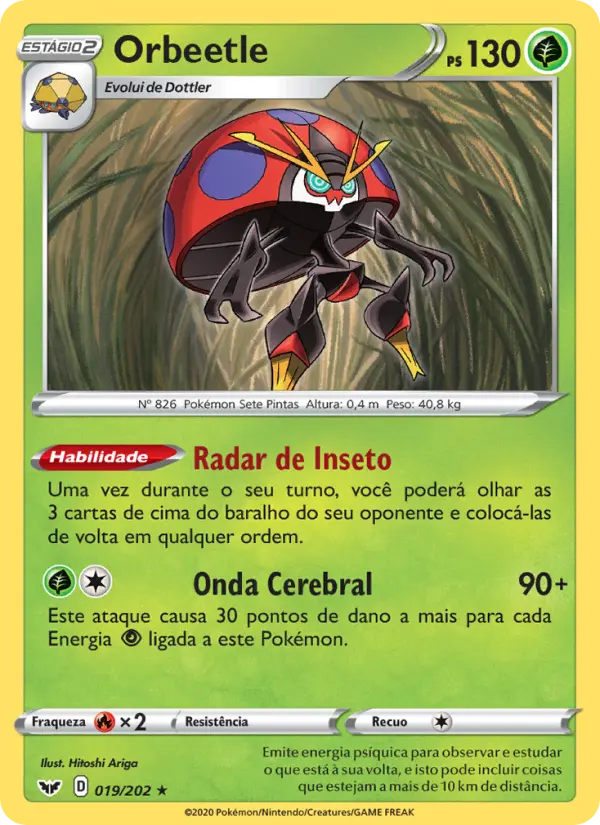 Carta Orbeetle, número 19/202 da coleção Espada e Escudo