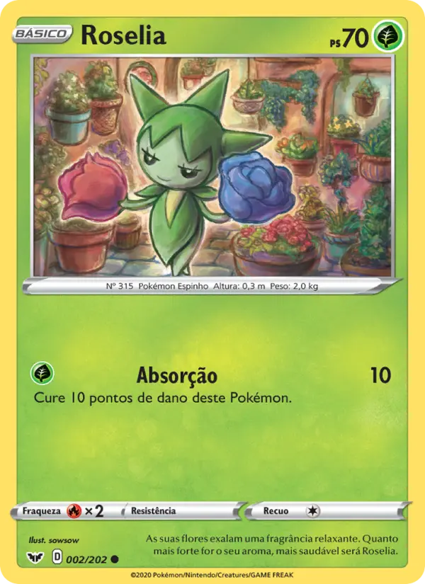 Carta Roselia, número 2/202 da coleção Espada e Escudo