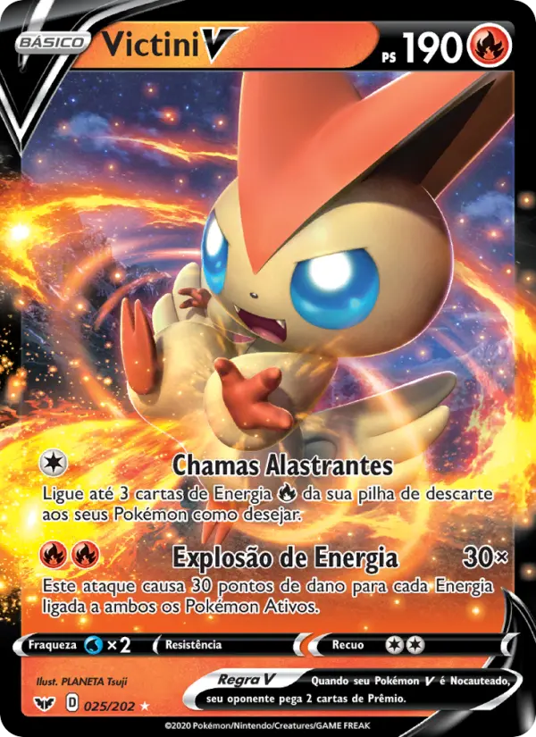 Carta Victini V, número 25/202 da coleção Espada e Escudo