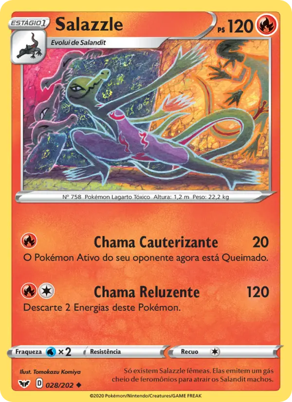 Carta Salazzle, número 28/202 da coleção Espada e Escudo