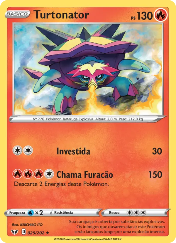 Carta Turtonator, número 29/202 da coleção Espada e Escudo
