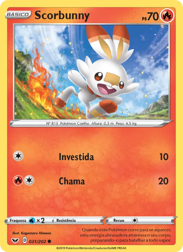 Carta Scorbunny, número 31/202 da coleção Espada e Escudo