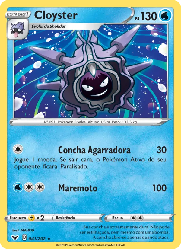 Carta Cloyster, número 41/202 da coleção Espada e Escudo