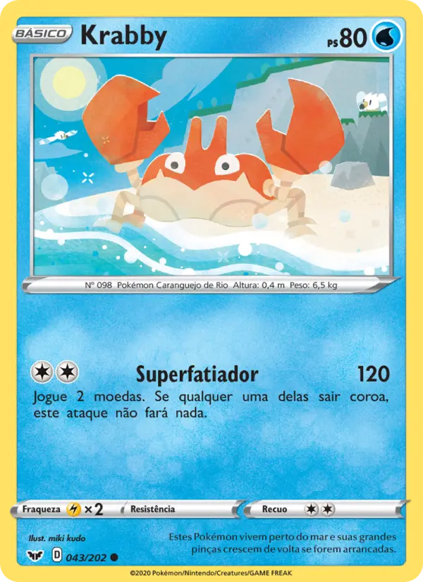 Carta Krabby, número 43/202 da coleção Espada e Escudo