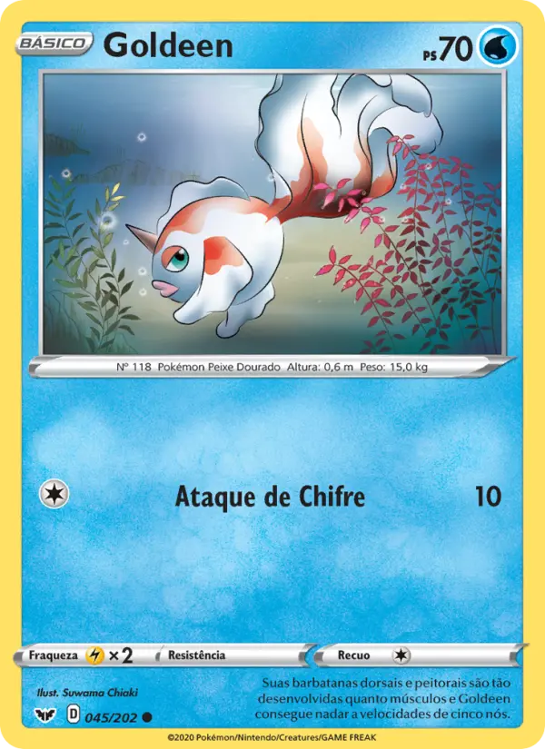 Carta Goldeen, número 45/202 da coleção Espada e Escudo