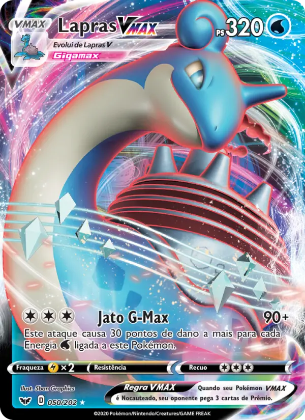 Carta Lapras VMAX, número 50/202 da coleção Espada e Escudo