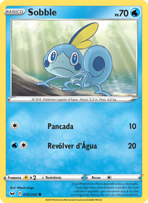 Carta Sobble, número 55/202 da coleção Espada e Escudo