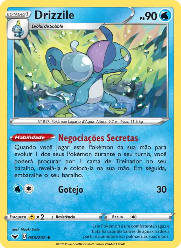 Carta Drizzile, número 56/202 da coleção Espada e Escudo