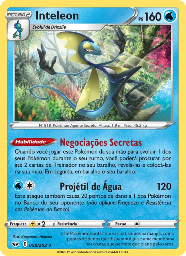 Carta Inteleon, número 58/202 da coleção Espada e Escudo