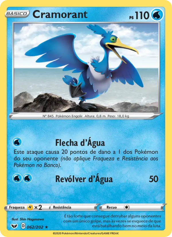 Carta Cramorant, número 62/202 da coleção Espada e Escudo