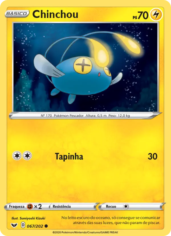 Carta Chinchou, número 67/202 da coleção Espada e Escudo
