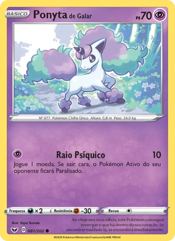 Carta Ponyta de Galar, número 81/202 da coleção Espada e Escudo