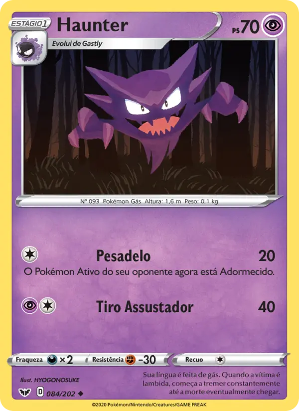Carta Haunter, número 84/202 da coleção Espada e Escudo