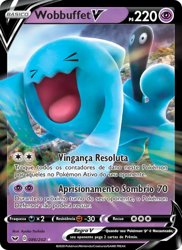 Carta Wobbuffet V, número 86/202 da coleção Espada e Escudo