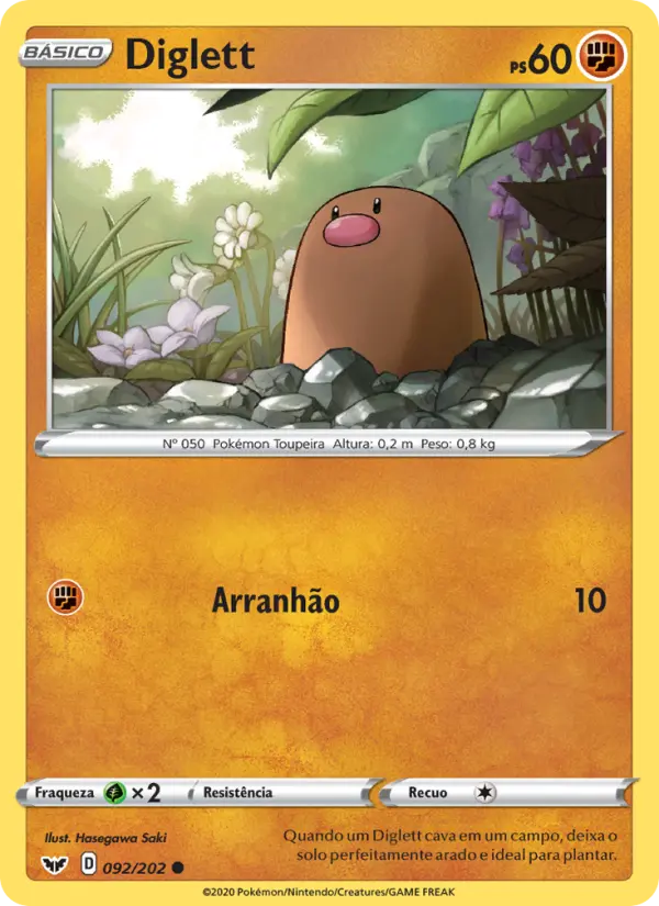 Carta Diglett, número 92/202 da coleção Espada e Escudo