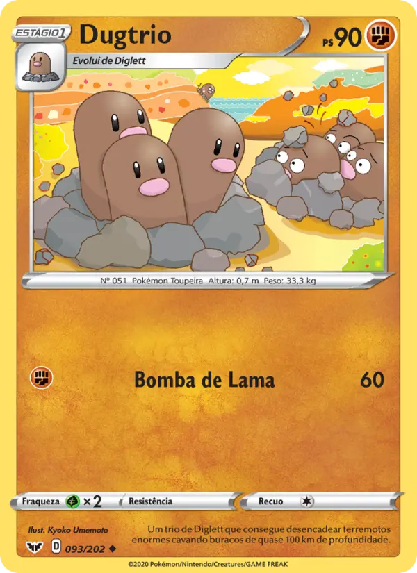 Carta Dugtrio, número 93/202 da coleção Espada e Escudo